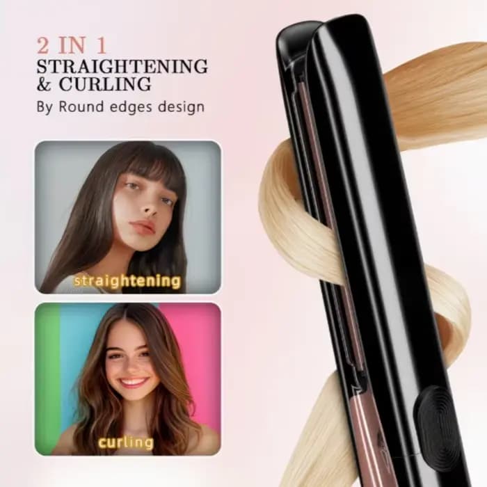 Lisseur de cheveux 2 en 1, double fonction pour lisser et boucler, chauffe rapidement sans abîmer les cheveux