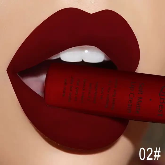 QIBEST Sexy velours mat brillant à lèvres liquide rouge