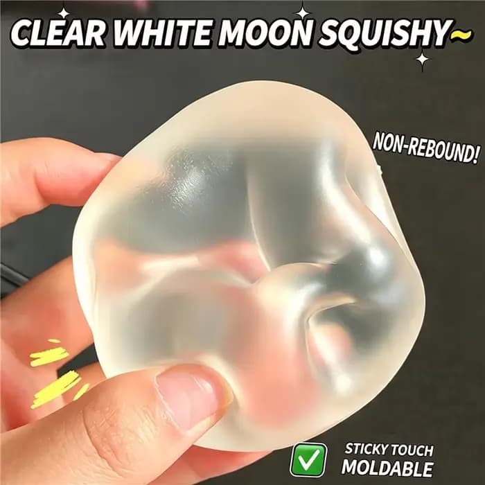 Jouet anti-stress souple et malléable en forme de lune blanche transparente, rempli de vaseline, sans rebond, pour soulager l'anxiété, se détendre, cadeau de loisirs
