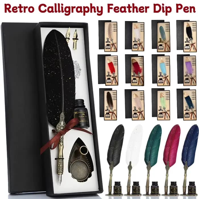 Stylo à plume avec 5 pièces, Kit de stylo à encre à plumes fines, papeterie rétro, ensemble de stylos à plume rétro, Excellent Souvenir de mariage pour femmes et hommes
