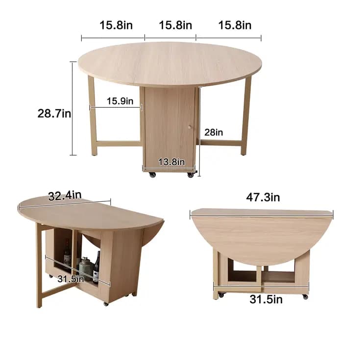 Table à manger ronde multifonctionnelle avec chaises, table à manger pliante, meubles à la mode