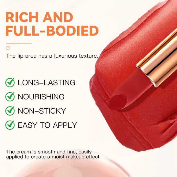 Ensemble de rouges à lèvres mats de luxe en trois couleurs – 3 teintes dans un étui rose doré scintillant avec chaîne