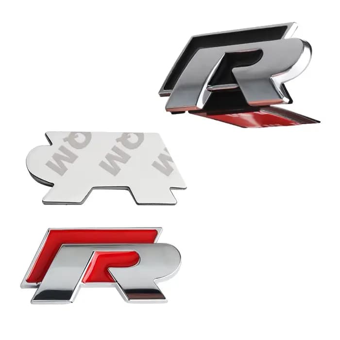 Emblème de calandre avant de voiture, autocollant métallique, badge de décoration de coffre pour Volkswagen VW R RLine Touareg MK4 Passat Caddy GTI Polo 4Motion