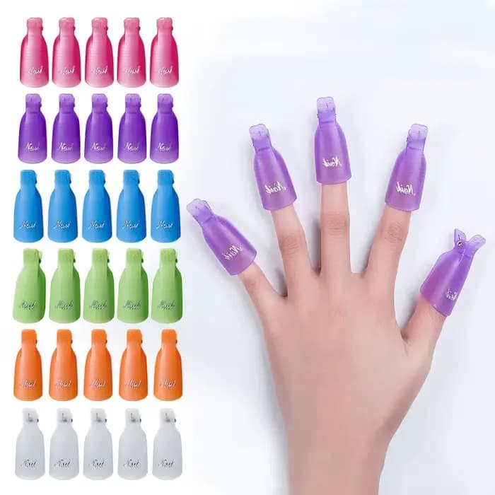 10 pièces/sac coloré acrylique manucure Art trempé capuchon pince nettoyage des ongles manucure Uv Gel vernis à ongles trempé emballage outil doigt