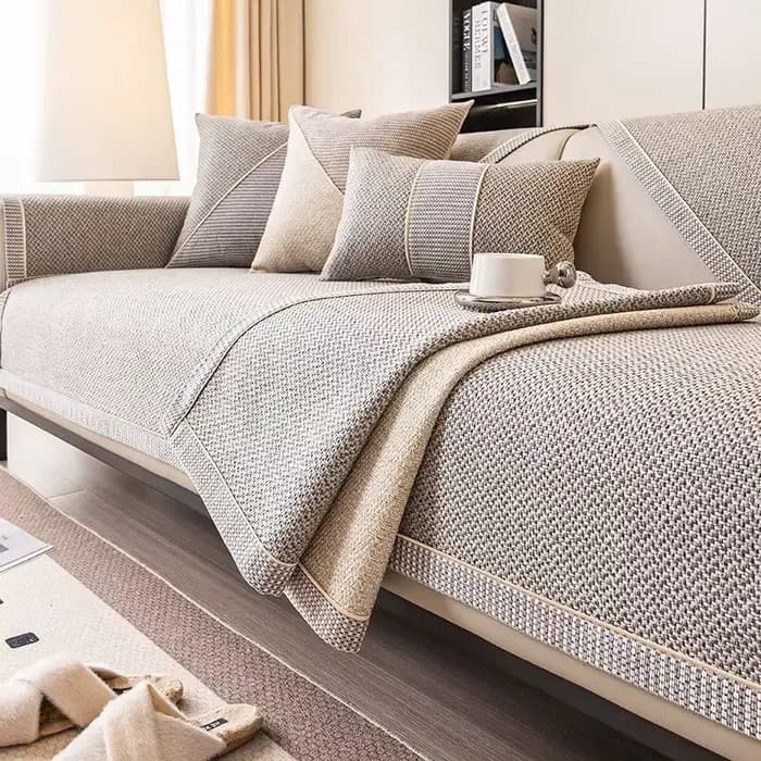 Juste de coussin de canapé en lin pour toutes les saisons, housse de canapé universelle non ald, housse de dossier, serviette de gril tissée, coton, nouveau, 2024