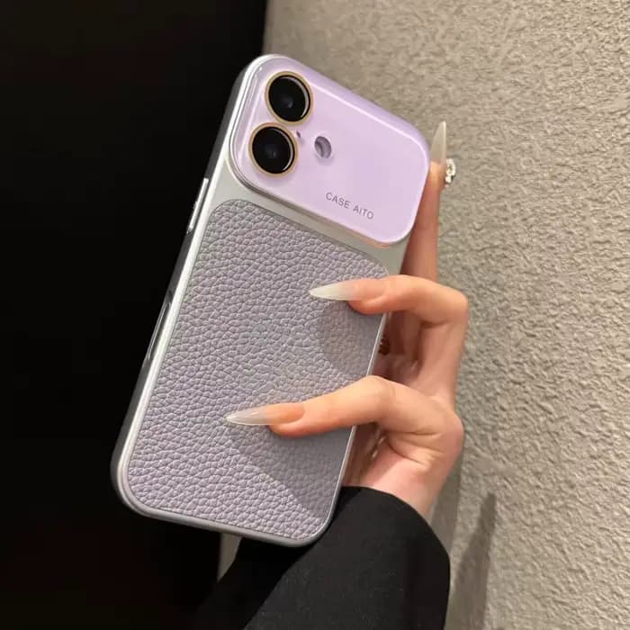 Étui de luxe en cuir lychee avec grande fenêtre en cristal pour iPhone 17 16 15 14 13 12 11 Pro Max, coque antichoc souple et résistante