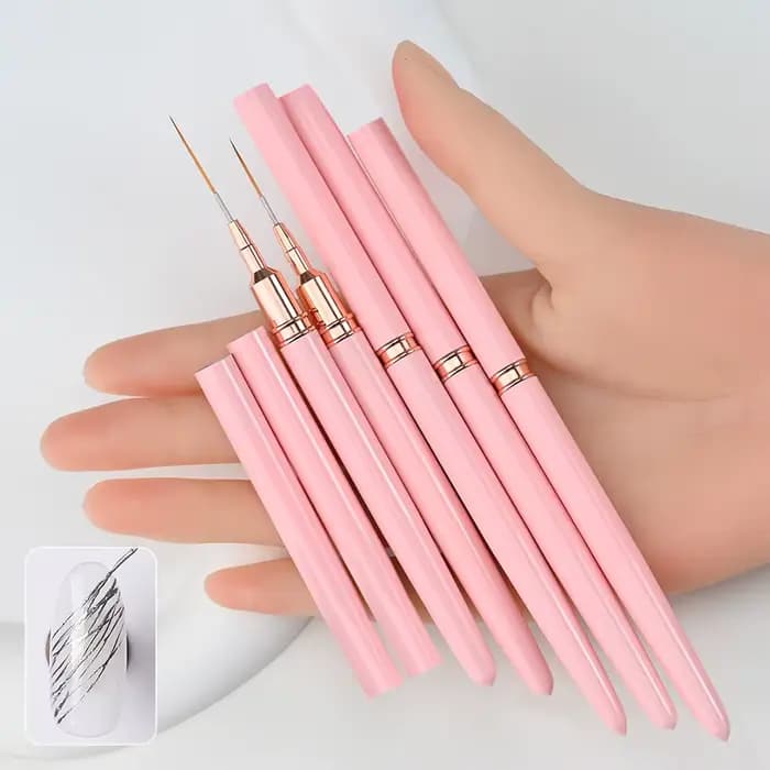 7/10/12/15/20m rose français Nail Art Liner peinture brosse 5 pièces/ensemble Ultra-mince lignes allongées ongles dessin stylo brosse bricolage manucure