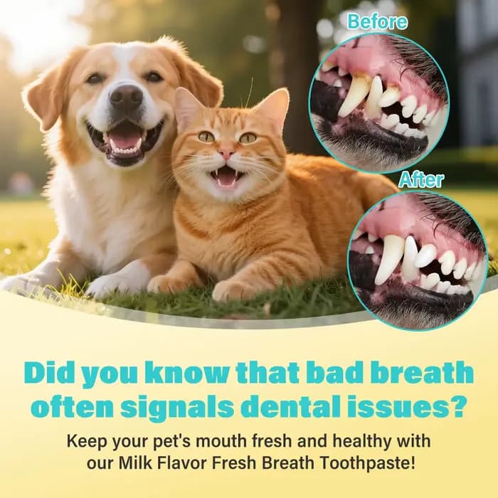 Kit de soins dentaires pour chiens et chats, dentifrice au lait, brosse à dents, nettoyage en profondeur, rafraîchit l'haleine, réduit la plaque dentaire, soins bucco-dentaires pour toutes les races