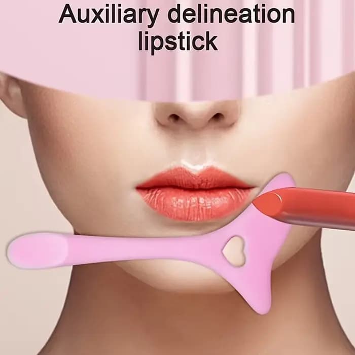 1 guide de maquillage rose - modèle multifonctionnel en forme de cœur pour eye-liner et rouge à lèvres, un outil d'application rapide et facile pour les débutants