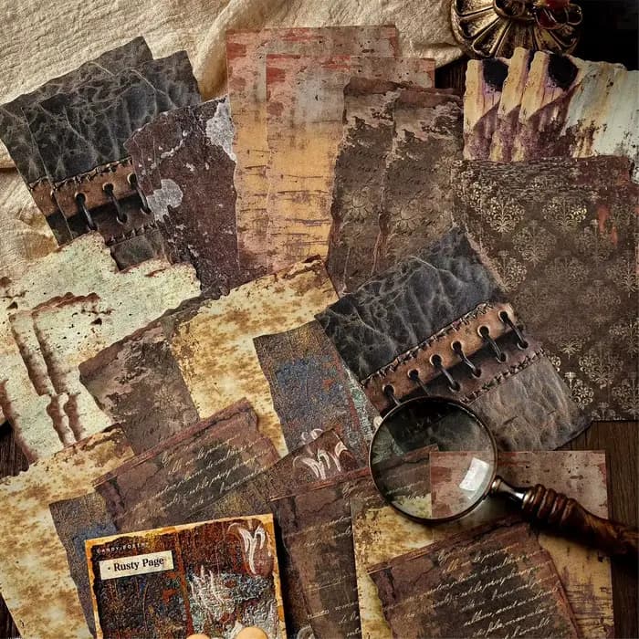 30 pièces de papier vintage effet rouillé pour agenda, carnet, album, scrapbooking et fond de page, pour projets DIY faits main