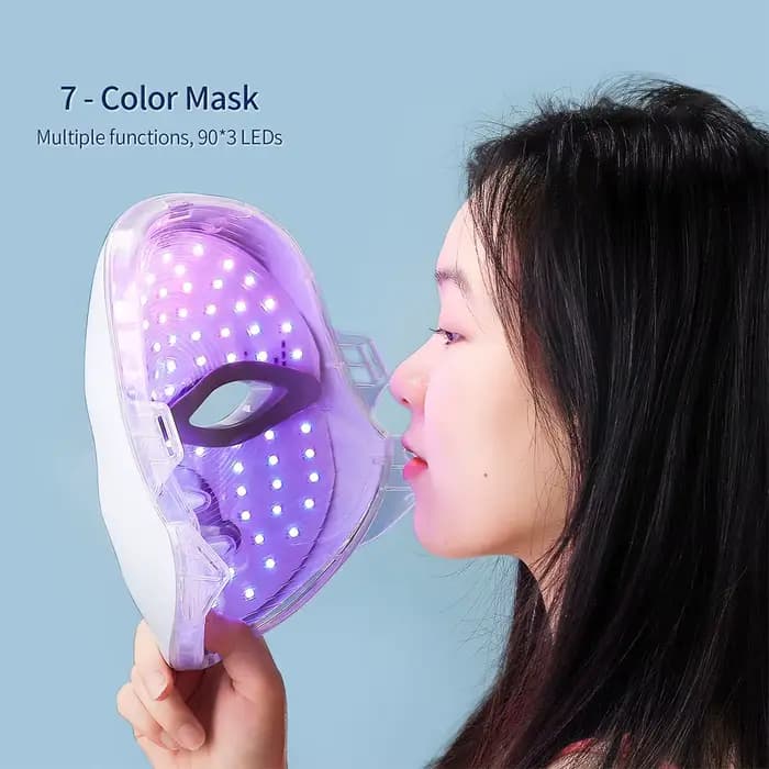 Masque facial LED sans fil 7 couleurs rechargeable portable pour le rajeunissement de la peau et les soins de beauté