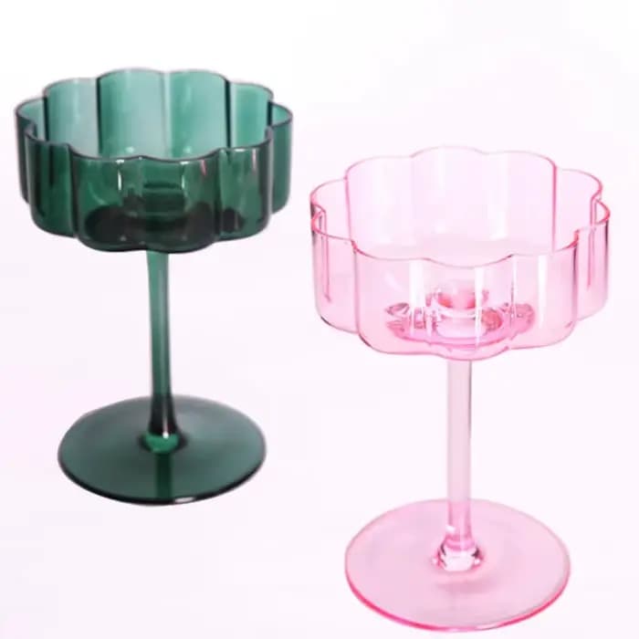 Verre à vin en cristal multicol, gobelet à cocktail, coupe à champagne transparente, lumière créative, luxe rétro, pétale, coloré