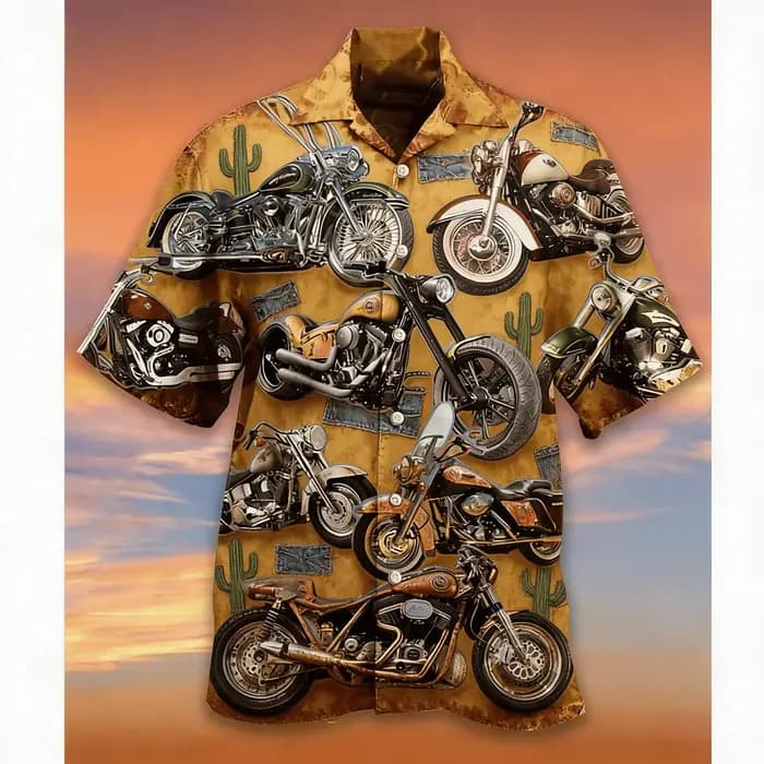 Chemise moto pour homme à col rouge, style rétro avec bandes de vitesse, chemise boutonnée élégante à manches courtes pour le printemps et l'été