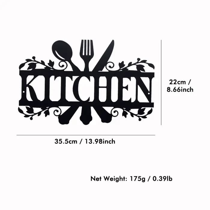 Panneaux artistiques en métal avec lettres noires pour cuisine, décoration murale, Plaque rustique découpée, porte de cuisine, salle à manger, décoration de maison