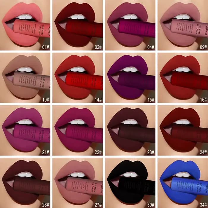 QIBEST Sexy velours mat brillant à lèvres liquide rouge