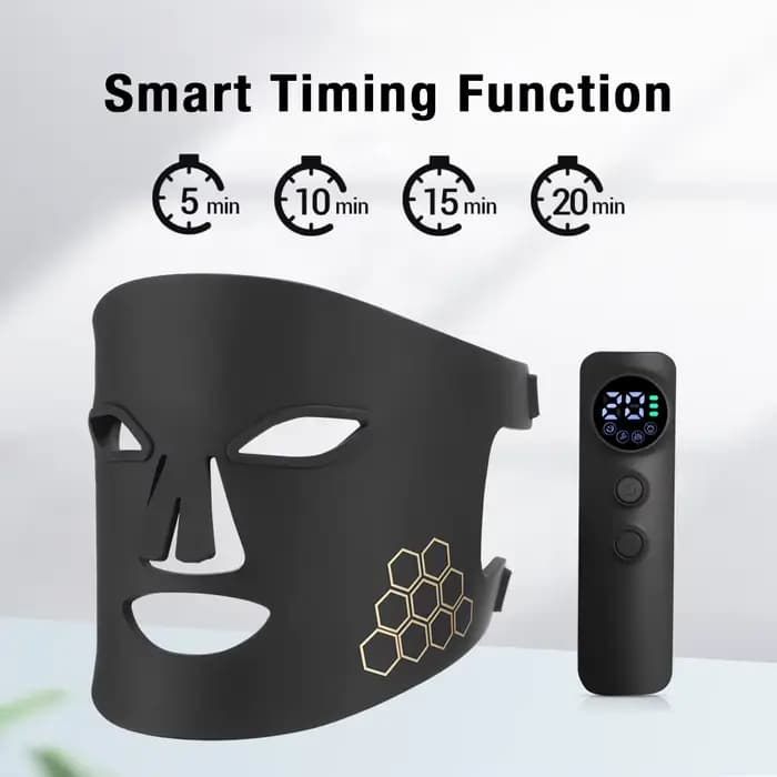 Masque LED Visage 4 Couleurs, Appareil de Soin de la Peau à Lumière Rouge et Bleue, 72 Perles LED, Masque de Beauté Rechargeable sans Fil avec Minuteur pour Soin du Visage à la Maison, Homme Femme