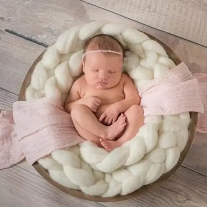 Accessoires de photographie pour nouveau-nés, tapis tressé torsadé tissé à la main, couverture en laine acrylique, tapis de fond pour Photo de bébé, remplissage de panier