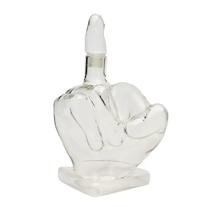 Carafe en verre 1000 ml en forme de doigt d'honneur pour vin rouge, whisky, vodka, décoration créative pour bar, maison, cuisine, cave à vin