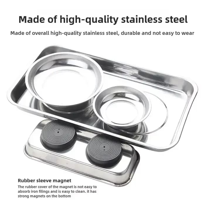 Bol magnétique rond/carré, durable avec plateau de pièces magnétique en acier inoxydable pour un accès facile et une prévention de la perte de pièces
