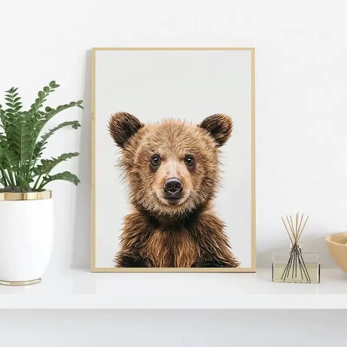Affiche de bébé animaux mignons pour la décoration intérieure, cerf, guépard, ours, Krasnor rouge, peinture sur toile imprimée, art mural, photo pour chambre d'enfant