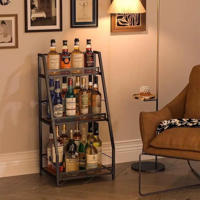 Casier à vin en bois, étagère de rangement multicouche sur pied, organisateur de condiments de cuisine trapèze simple face