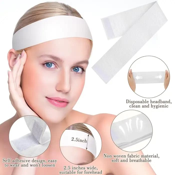 50/100/200 pièces bandeaux faciaux jetables pour femmes – bandeaux de spa non tissés doux pour les soins du visage, le maquillage, les soins de la peau et l'usage en salon