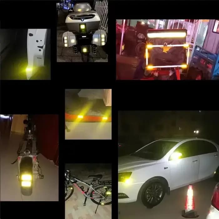 ISGTDRM 12 pièces/ensemble bande de signe de flèche réfléchissante autocollant de sécurité d'avertissement pour bande de danger de coffre de pare-chocs de voiture accessoires de moto