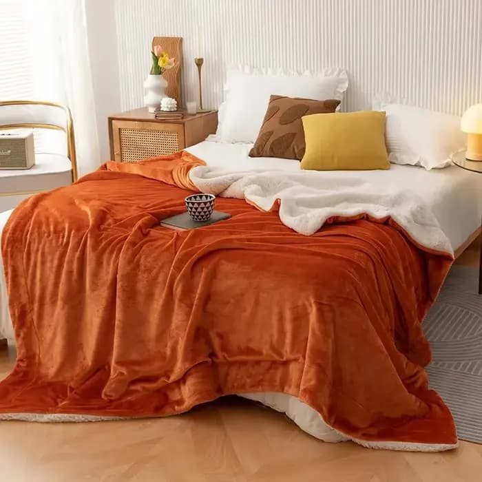Couverture épaissie en laine d'agneau, couvertures de pause déjeuner, drap de lit chaud, document solide, meilleure vente de mode