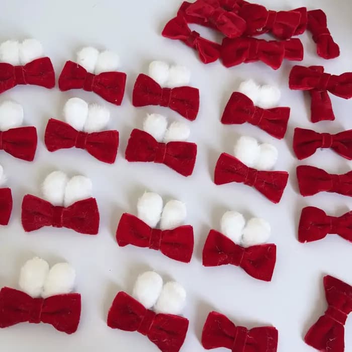 Accessoire de décoration pour vêtements, jouet, nœud rouge vif en peluche 10/5, oreilles de lapin, fait main, accessoire festif
