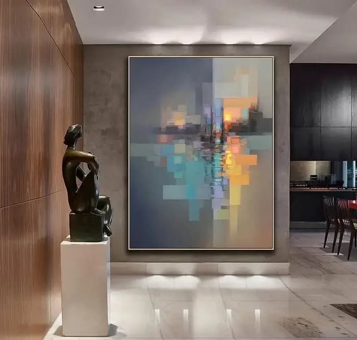 Peinture à l'huile colorée peinte à la main sur toile paysage texturé grande peinture moderne à la main salon mur Art décor Pos