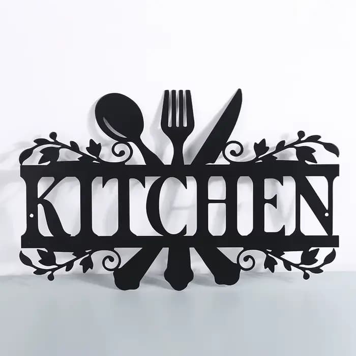 Panneaux artistiques en métal avec lettres noires pour cuisine, décoration murale, Plaque rustique découpée, porte de cuisine, salle à manger, décoration de maison