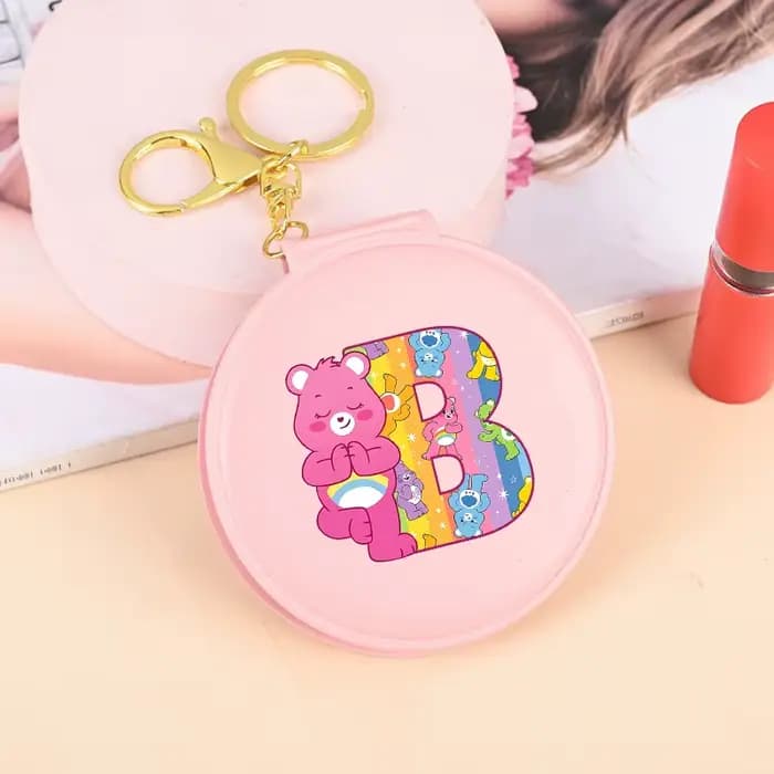 Miroir de maquillage pour femme Cute Care Bears, miroir rond pliable avec inscription Kawaii, miroir de voyage portable pour femmes, miroir de maquillage de dessin animé