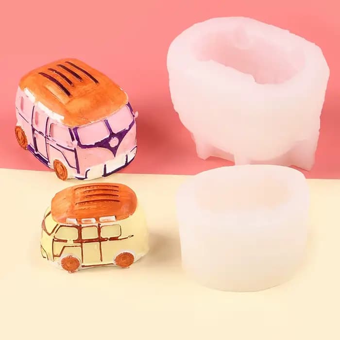 Nouveau moule à faire soi-même, moule de cuisson de gâteau Fondant, Mini Bus voiture, bougie en plâtre parfumée, pâte de jeu, ornement décoratif, moules en Silicone