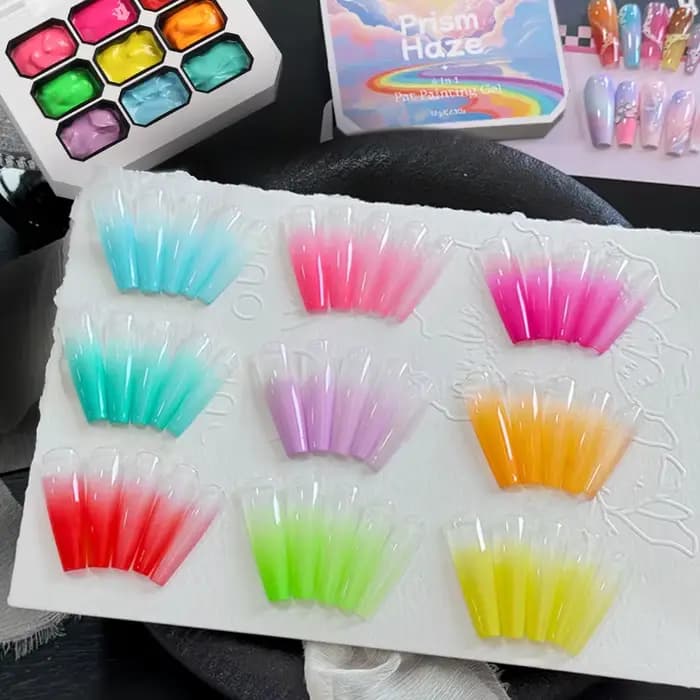 UR SUGAR Gel de Peinture pour Ongles 9 Couleurs/1 Groupe, Macaron Printemps-Été 4-en-1, Idéal pour le Dégradé et le Stamping
