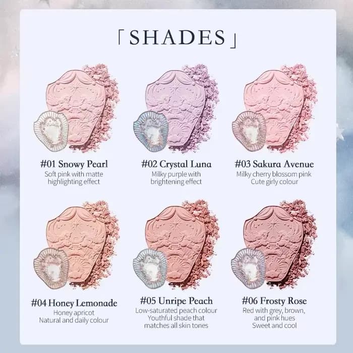 Fleur sait fraise Rococo série fard à joues en relief poudre Fine maquillage lisse longue durée