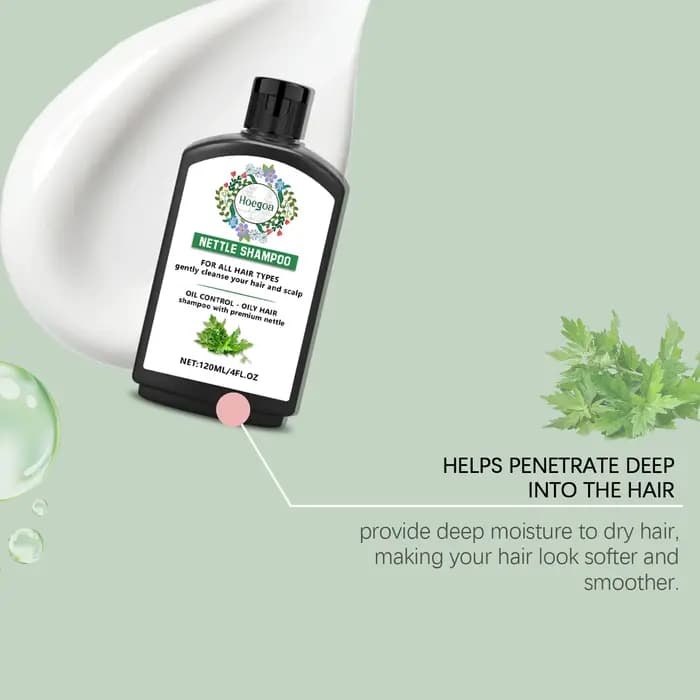 Shampoo à l'Ortie Traitement Fortifiant Volumisant Léger Nourrissant en Profondeur Nettoyage du Cuir Chevelu Doux Cheveux Gras pour Tous Types