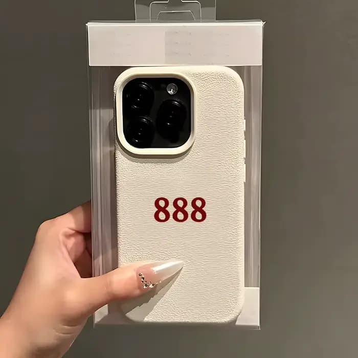 Coque de téléphone souple antichoc motif lychee rouge numéro 888 pour iPhone 17 16 15 14 13 12 11 Pro Max 14 15 Plus 17 Air X Xs XR