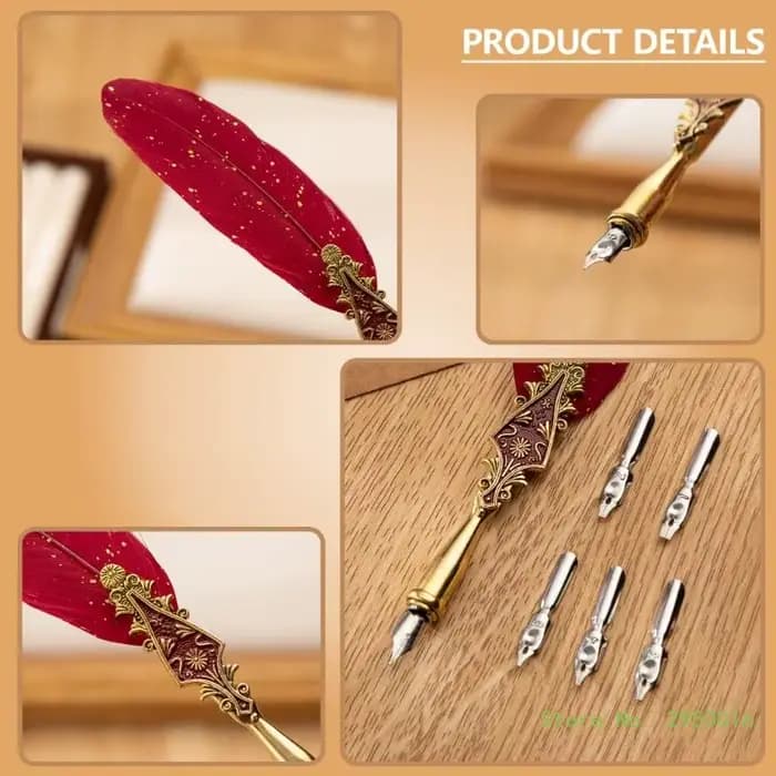 Stylo de calligraphie à plumes pour débutant, stylo à plume antique avec 5 plumes remplaçables pour l'écriture, le dessin, l'invitation de mariage