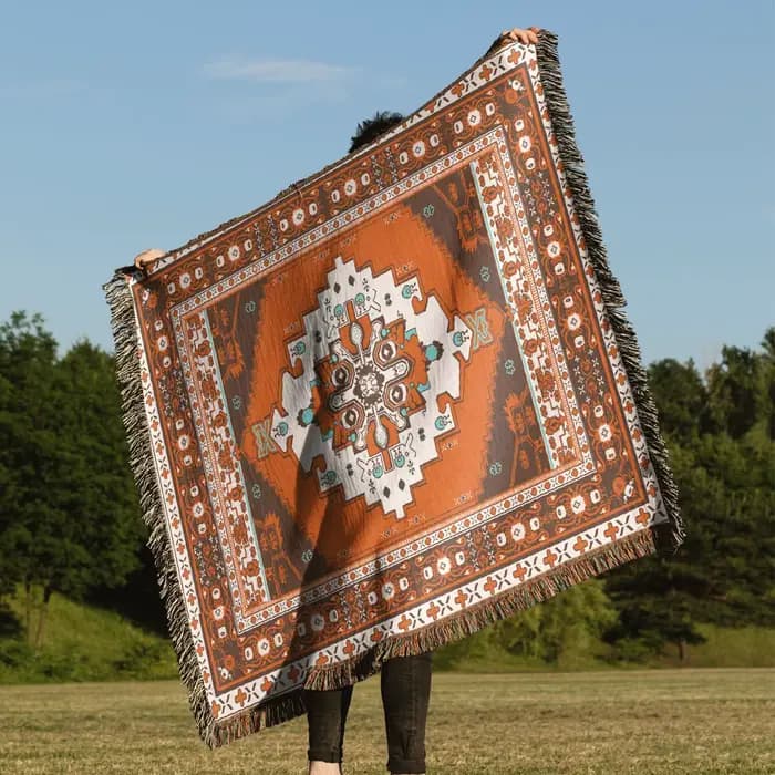 Couvertures en lin tribal à carreaux avec pompon, tapis d'extérieur, couverture de pique-nique de camping, couvertures de lit décoratives Boho, tapis de canapé, voyage Lea