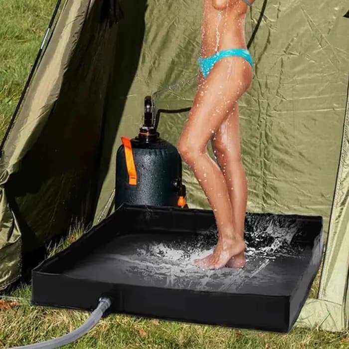 Bac de douche avec drain, base de bain autoportante d'extérieur, base de douche portable, plateau pliable pour camping en plein air, tente, camping-car, randonnée