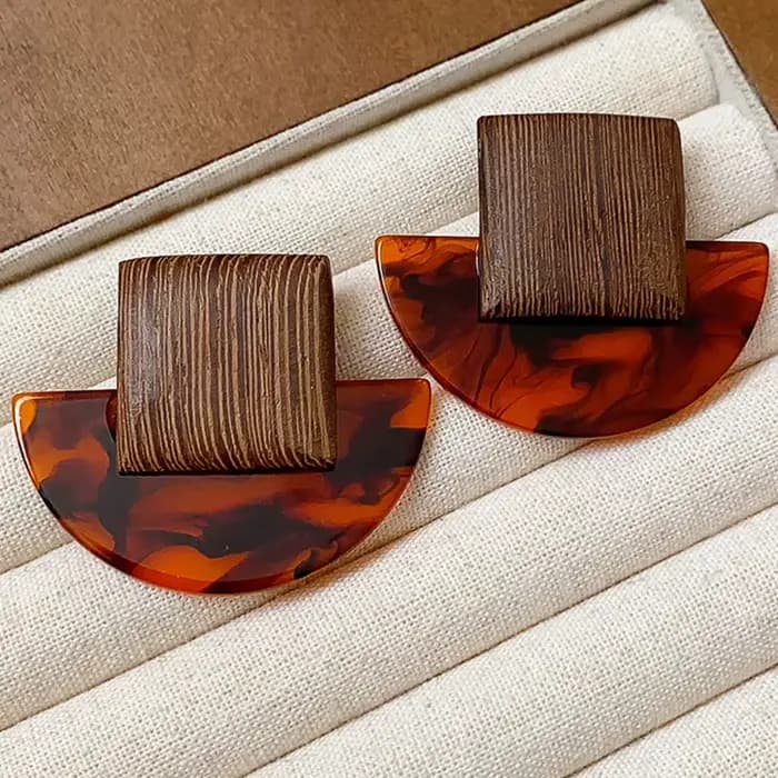 Boucles d'oreilles demi-rondes en résine de couleur marron pour femmes, bijoux à la mode, nouveau style classique, accessoires tendance pour usage quotidien, cadeaux MQ770