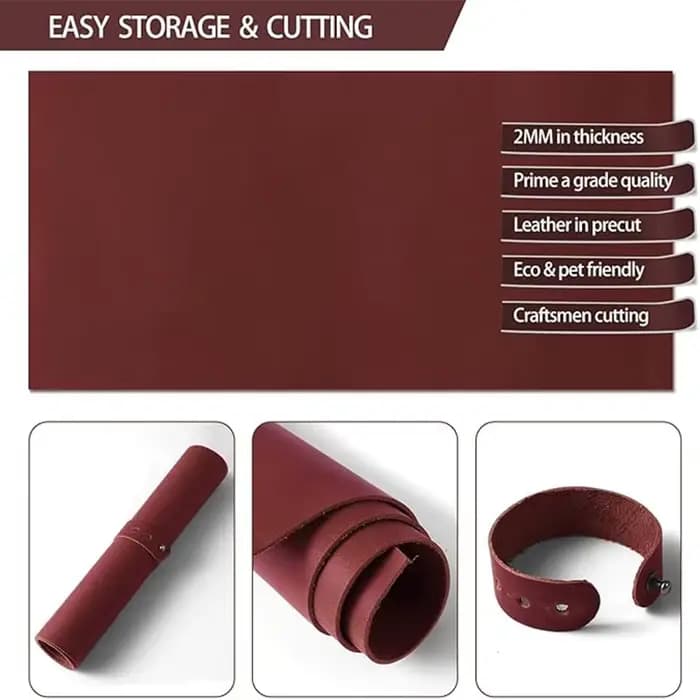 Cuir de cheval fou rouge vin, cuir véritable dans une teinte rouge foncé, rigide et ferme, cuir gras effet pull-up vintage, épaisseur 2 mm