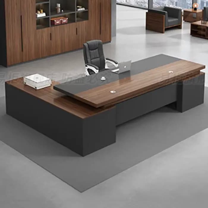 Grand Bureau en Bois de Grande Taille, Décoration de Salle de Beauté, Bureau Professionnel Vintage Transparent, Meuble de Bureau Moderne, Ornements et Accessoires