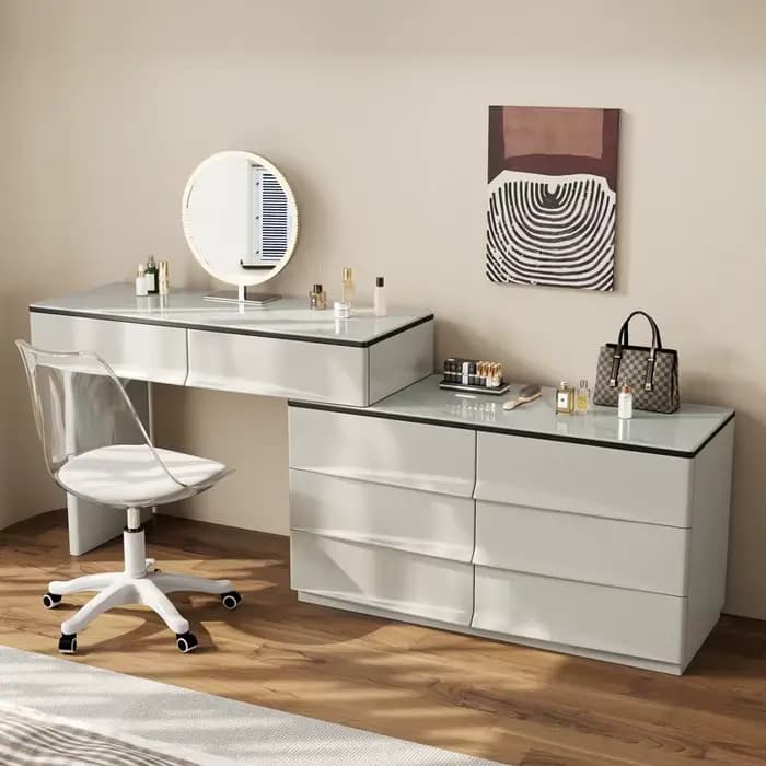 Coiffeuse Design naturel moderne Simple maquillage coiffeuse chambre fille bureau Mesa De Maquillaje maison accessoires