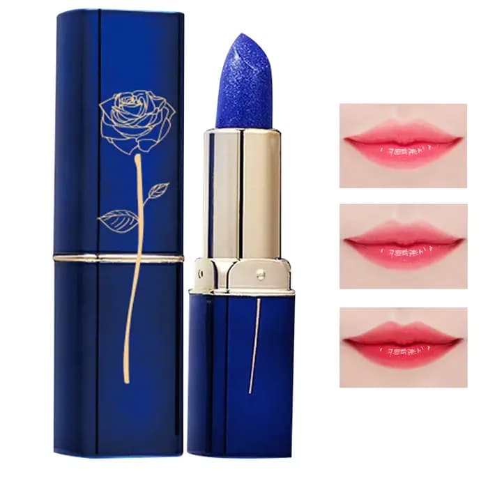 Rouge à lèvres bleu imperméable à couleur changeante qui transforme PinkWipe Blue