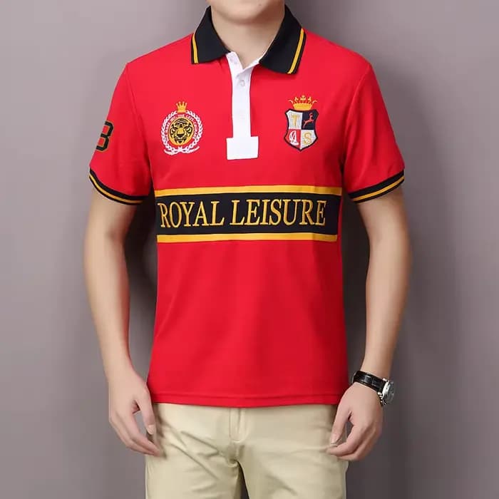 Polo Classique Rouge pour Homme, Broderie Tigre, Coton, Taille Européenne, Abonnés, Couture, Grande Taille, 7XL, Original Royal Casual Sports