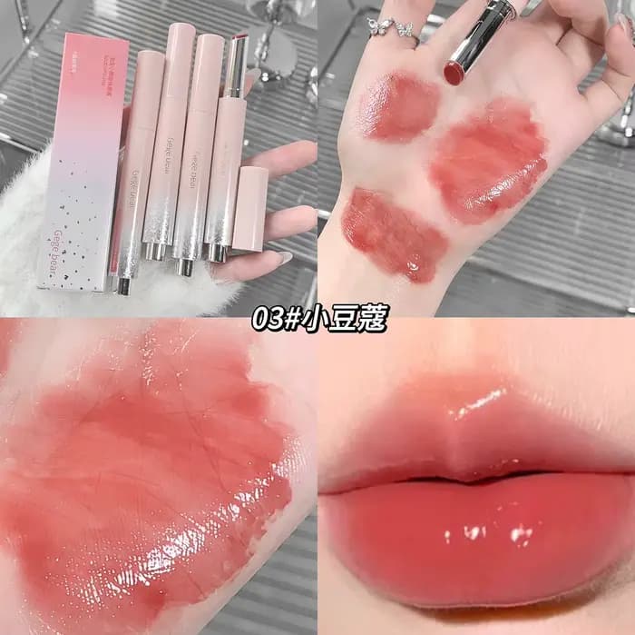 Gelée solide brillant à lèvres mignon miroir hydratant rouge marron