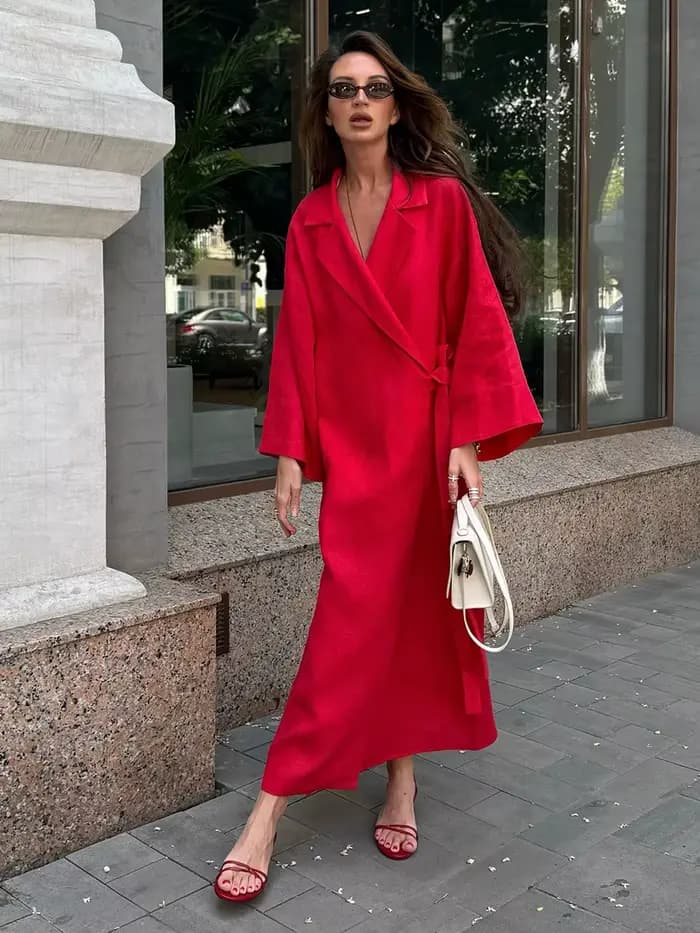 Robe en coton et lin pour femmes, nouveau Style, paresseux et décontracté, ample, revers et jupe longue à lacets, automne et hiver