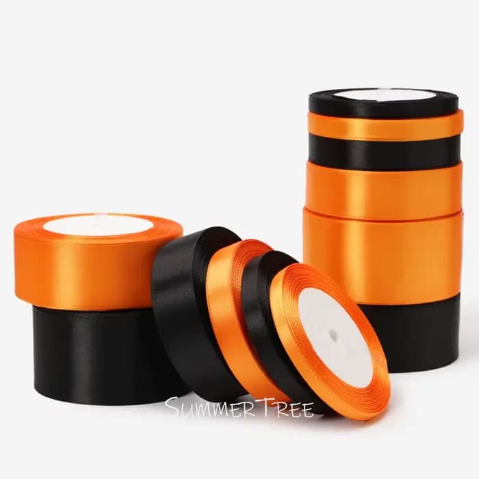 Ruban de satin 25yards 6mm - 50mm, ceinture d'emballage cadeau, nœud fait à la main, bricolage artisanal Halloween, noël, mariage, fête d'anniversaire, décoration