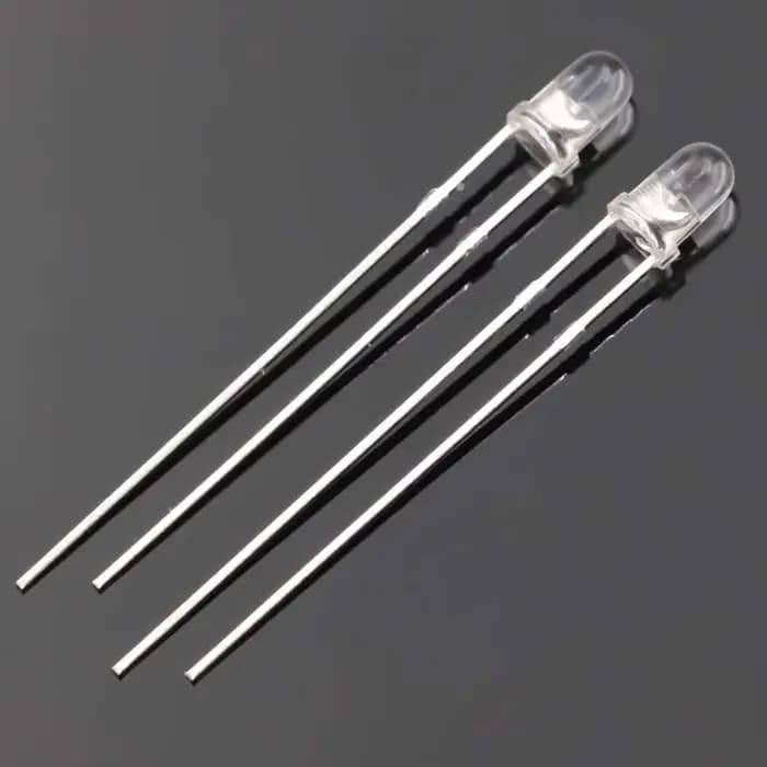 1000 pièces F3mm 2 broches bicolore diffusé rouge bleu vert non polaire Transparent DIP LED Diode électroluminescente
